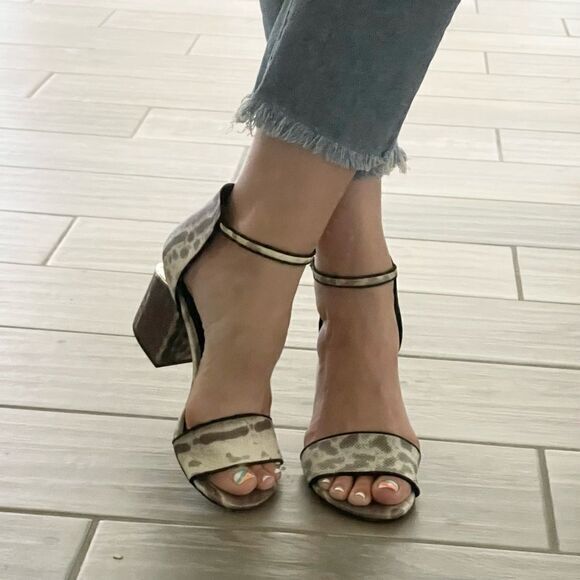 ALEXANDER WANG Snake Animal Print Leather Art Deco Heels